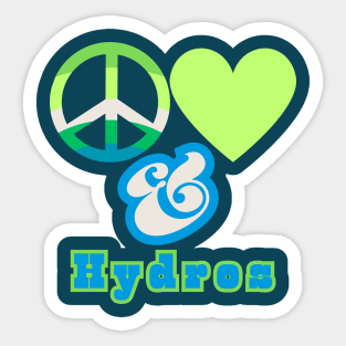 Peace, Love & Hydros - Retro Pop Electric Green Colorway Pacific Northwest Style Sticker